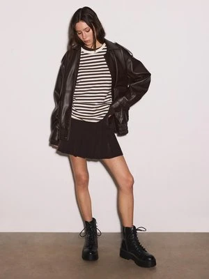 Stradivarius Spódnica mini z zakładkami  Brązowy