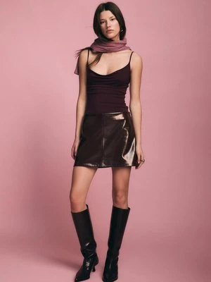 Stradivarius Spódnico-spodenki mini ze sztucznej skóry  Wiśniowy