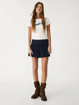 Stradivarius Spódnico-spodnie mini z falbanami  Morski