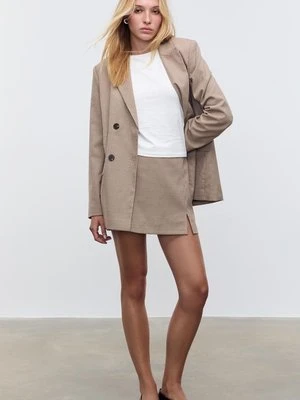 Stradivarius Spódnico-spodnie z rozcięciem z boku we wzory  Beżowy