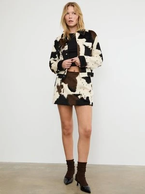 Stradivarius Spódnico-spodnie ze sztucznego futra w zwierzęcy wzór  Waniliowy