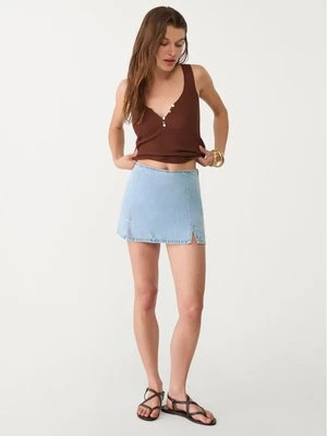 Stradivarius Spódnicospodenki mini z rozcięciami  Niebieski denim