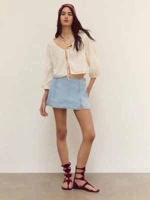 Stradivarius Spódnicospodenki mini z rozcięciami  Niebieski denim