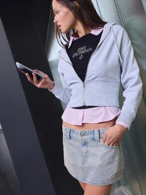 Stradivarius Spódnicospodnie denim z brokatem One Dilemma  NIEBIESKI DENIM OVERDYED