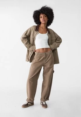 Stradivarius Spodnie baggy z diagonalu z kieszeniami  Khaki