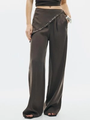 Stradivarius Spodnie chusta tencel  Brązowy