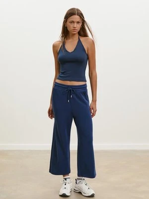 Stradivarius Spodnie culotte o luźnym kroju i miękkim dotyku  Morski