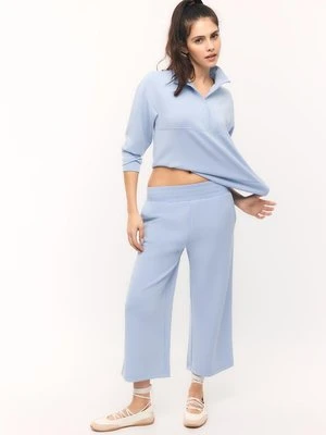 Stradivarius Spodnie culotte o miękkim dotyku  Błękitny