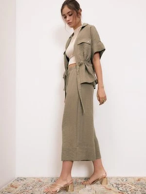 Stradivarius Spodnie culotte z frędzlami  Brązowy