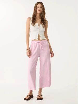 Stradivarius Spodnie culotte z mieszanki lnu  Pastelowy róż