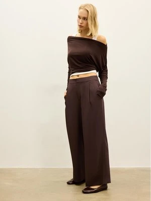 Stradivarius Spodnie culotte z zakładkami  Brązowy