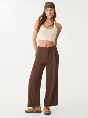 Stradivarius Spodnie culotte z zaszewkami  Brązowy