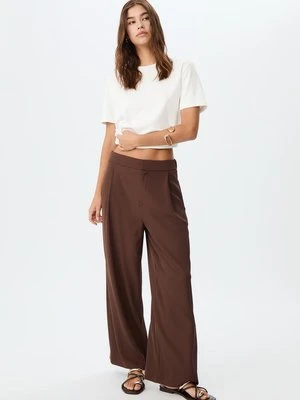 Stradivarius Spodnie culotte z zaszewkami  Brązowy