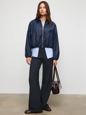 Stradivarius Spodnie do garnituru z szerokimi nogawkami  Ciemnomorski