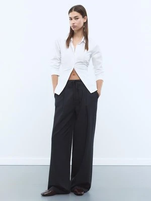 Stradivarius Spodnie do noszenia na co dzień z zakładkami, sznurkami i paskami  Morski