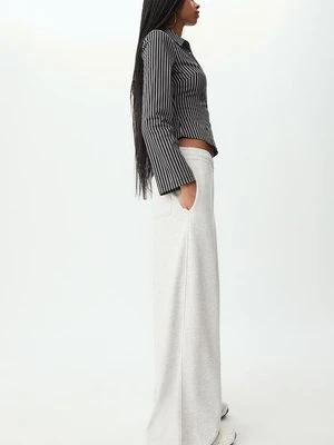 Stradivarius Spodnie dresowe wide leg z lamówką  Popielaty