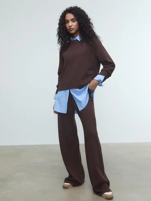 Stradivarius Spodnie dzianinowe ze szwem  Brązowy