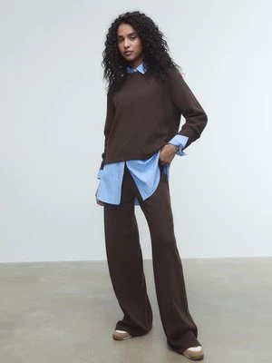 Stradivarius Spodnie dzianinowe ze szwem  Brązowy