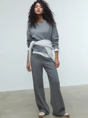 Stradivarius Spodnie dzianinowe ze szwem  Ciemnoszary