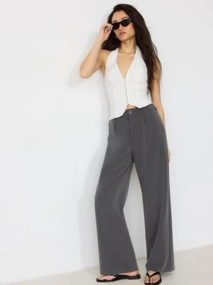 Stradivarius Spodnie garniturowe proste  Ciemnoszary