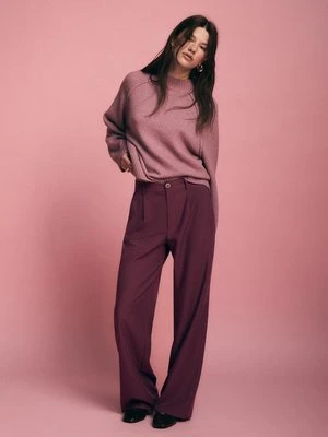 Stradivarius Spodnie garniturowe proste  Fioletowy