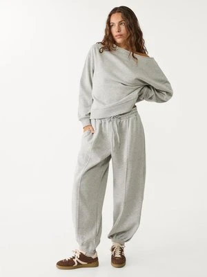 Stradivarius Spodnie jogger balloon z dzianiny dresowej  Popielaty