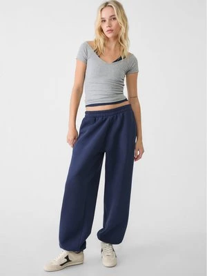 Stradivarius Spodnie jogger boyfriend z dresowej dzianiny  Morski