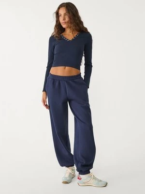 Stradivarius Spodnie jogger boyfriend z dresowej dzianiny  Morski