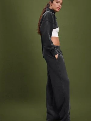Stradivarius Spodnie jogger interlock  Ciemnoszary