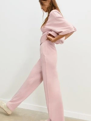 Stradivarius Spodnie jogger straight z efektem sprania  Cukierkowy róż