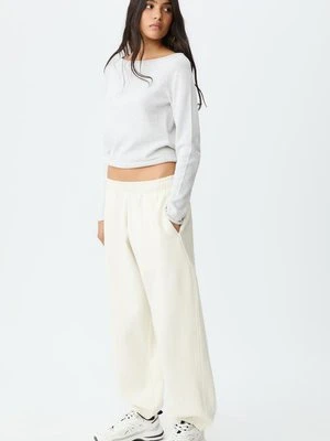 Stradivarius Spodnie jogger z lampasem  Ecru