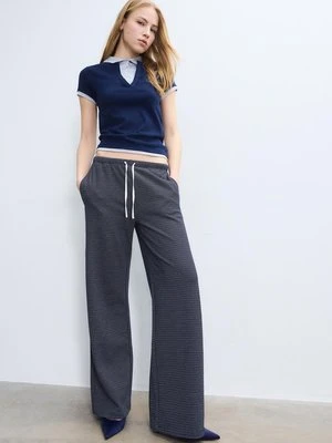 Stradivarius Spodnie jogger wide leg w paski  Ciemnomorski