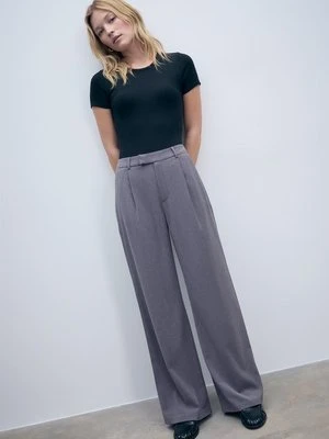 Stradivarius Spodnie materiałowe z szerokimi nogawkami  Ciemnoszary