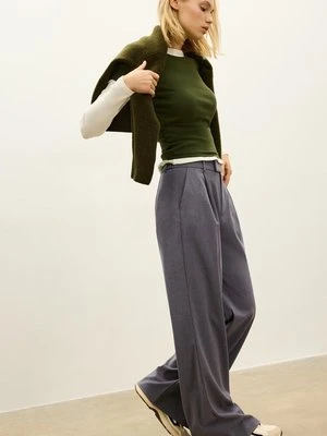 Stradivarius Spodnie materiałowe z szerokimi nogawkami  Ciemnoszary