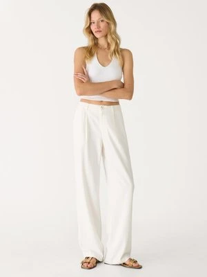 Stradivarius Spodnie o prostym kroju z efektem lnu  Ecru