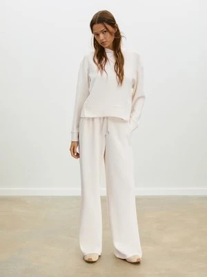 Stradivarius Spodnie jogger palazzo miękkie w dotyku  Waniliowy