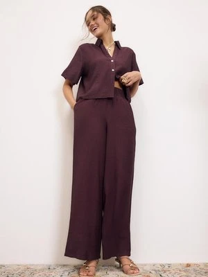 Stradivarius Spodnie palazzo z szerokim pasem  Fioletowy