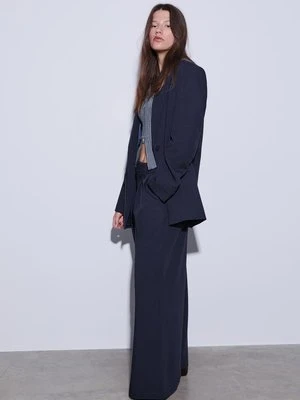 Stradivarius Spodnie super wide z regulacją Ciemnomorski