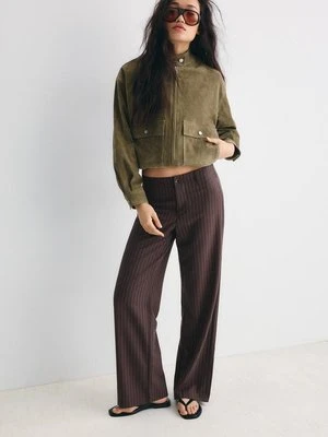 Stradivarius Spodnie wizytowe proste slim  Brązowy