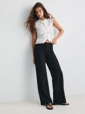 Stradivarius Spodnie wizytowe proste slim  Czarny