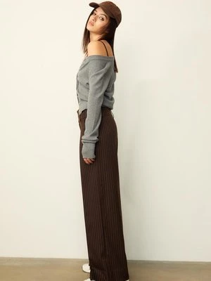 Stradivarius Spodnie wizytowe w paski  Brązowy