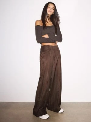 Stradivarius Spodnie wizytowe w paski  Brązowy