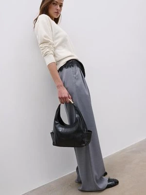 Stradivarius Spodnie wizytowe casual z krzyżowanym pasem w paski  Ciemnoszary