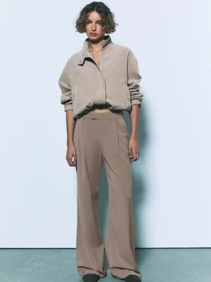 Stradivarius Spodnie wizytowe z szerokimi nogawkami  Beżowy