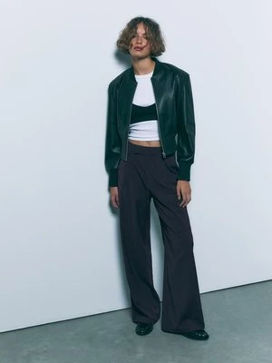 Stradivarius Spodnie wizytowe z szerokimi nogawkami  Fioletowy