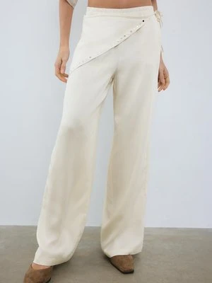 Stradivarius Spodnie z chustą tencel  Ecru