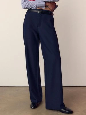 Stradivarius Spodnie z paskiem o luźnym kroju z prostymi nogawkami  Morski