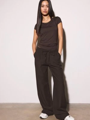 Stradivarius Spodnie ze sznurkami z lnu  Brązowy