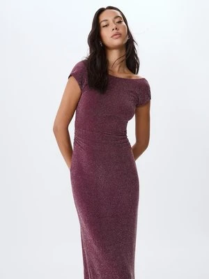 Stradivarius Sukienka midi z odkrytymi plecami  Fioletowy