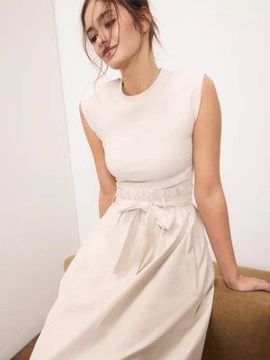 Stradivarius Sukienka średniej długości z dwóch materiałów  Kamień